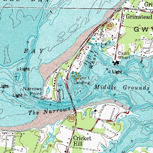 Topographic Map of Gwynn Island Landing, VA