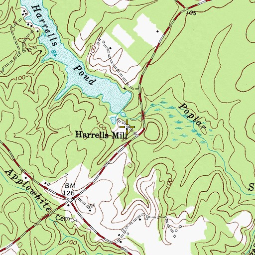 Topographic Map of Harrells Mill, VA