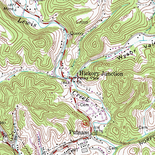 Topographic Map of Hickory Junction, VA