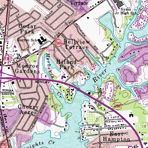 Topographic Map of Hiland Park, VA