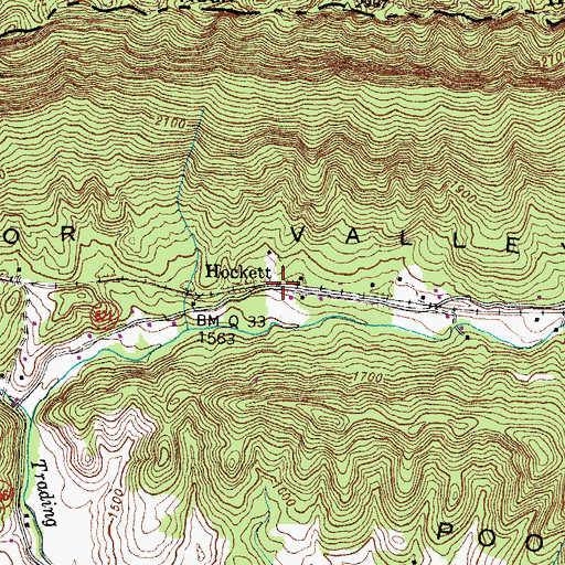 Topographic Map of Hockett, VA