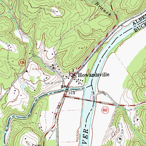 Topographic Map of Howardsville, VA