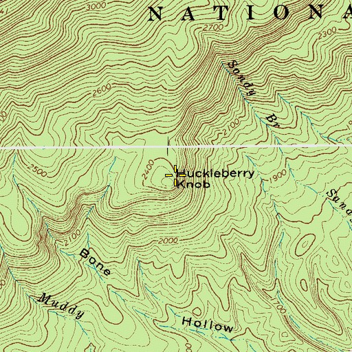 Topographic Map of Huckleberry Knob, VA