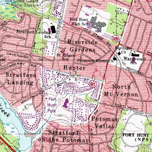 Topographic Map of Hunter, VA