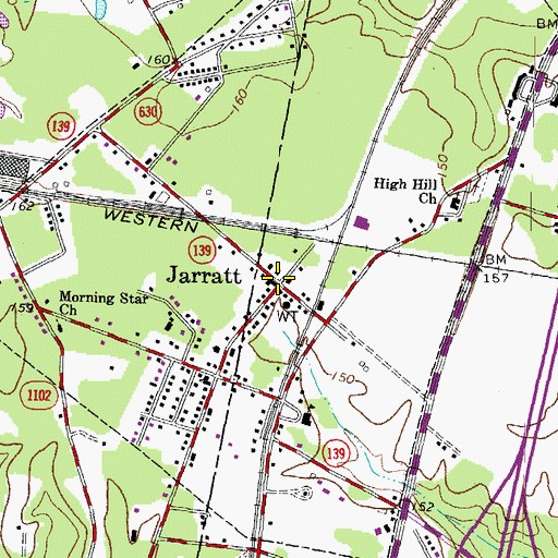 Topographic Map of Jarratt, VA