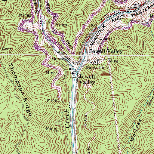 Topographic Map of Jewell Valley, VA