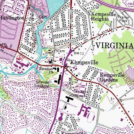 Topographic Map of Kempsville, VA