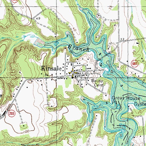 Topographic Map of Kinsale, VA