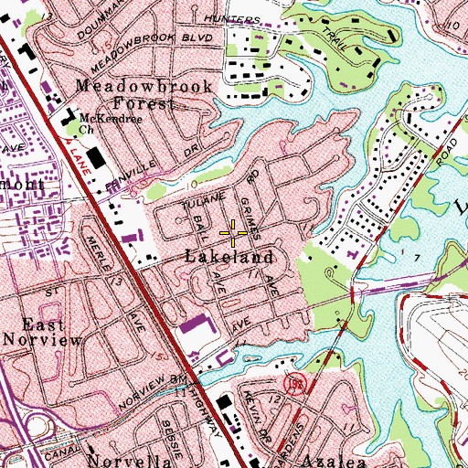 Topographic Map of Lakeland, VA