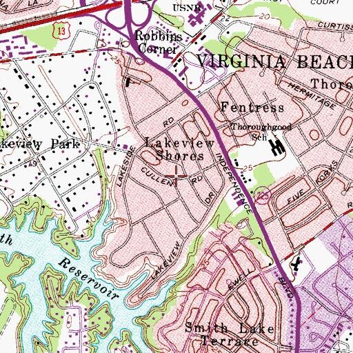 Topographic Map of Lakeview Shores, VA