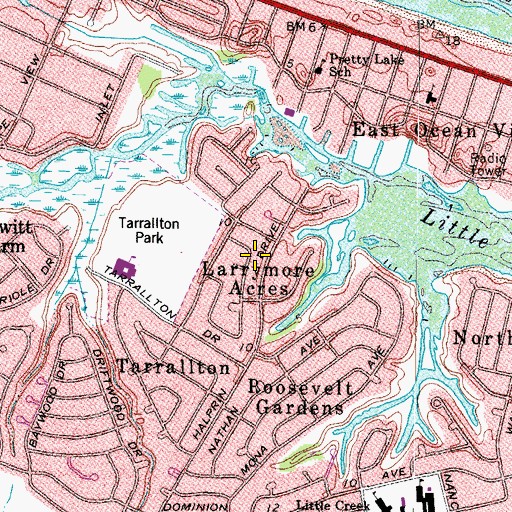 Topographic Map of Larrymore Acres, VA