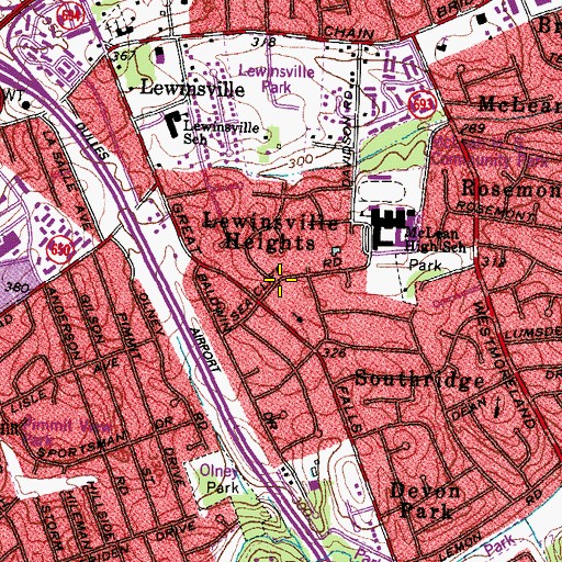 Topographic Map of Lewinsville Heights, VA
