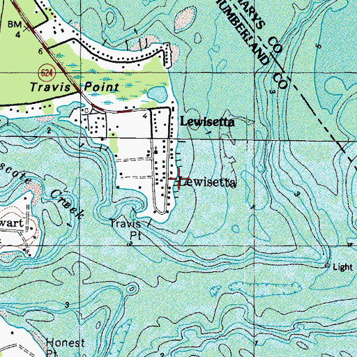 Topographic Map of Lewisetta, VA