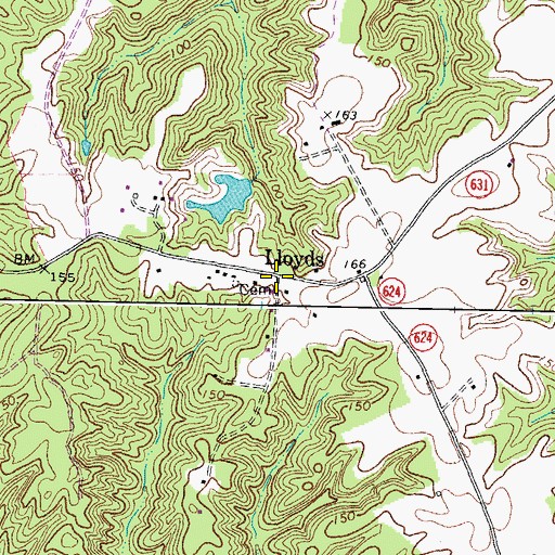Topographic Map of Lloyds, VA