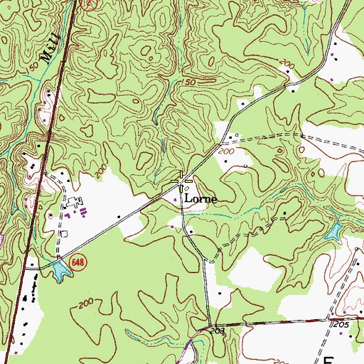 Topographic Map of Lorne, VA