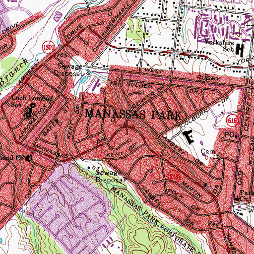 Topographic Map of Manassas Park, VA