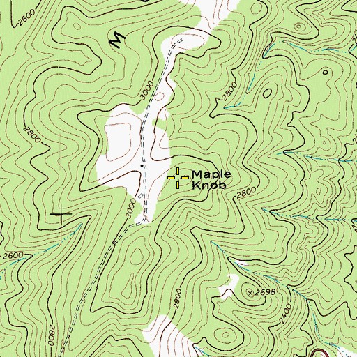 Topographic Map of Maple Knob, VA