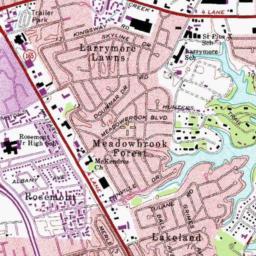 Topographic Map of Meadowbrook Forest, VA
