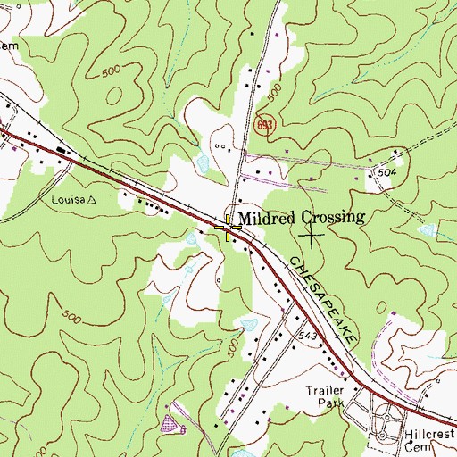 Topographic Map of Mildred Crossing, VA