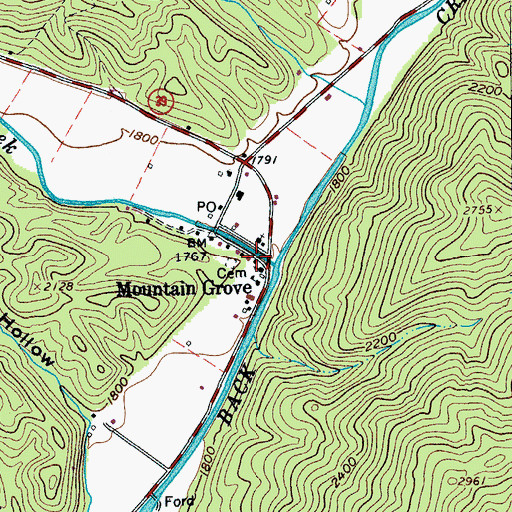 Topographic Map of Mountain Grove, VA