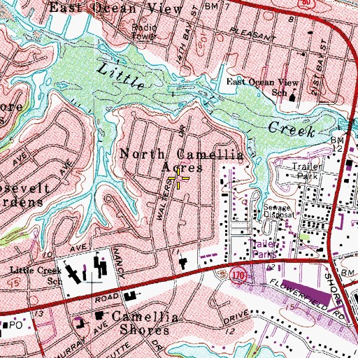 Topographic Map of North Camellia Acres, VA
