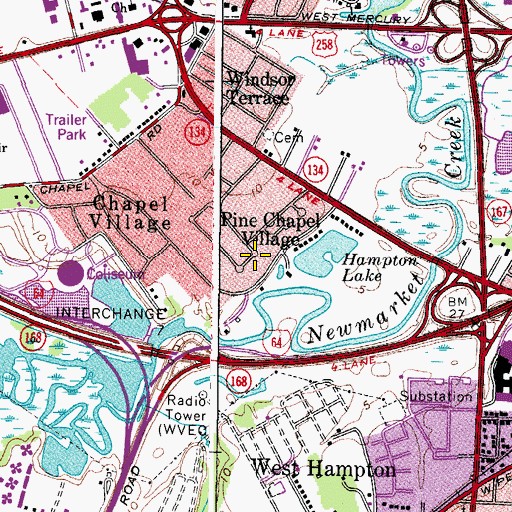 Topographic Map of Pine Chapel Village, VA