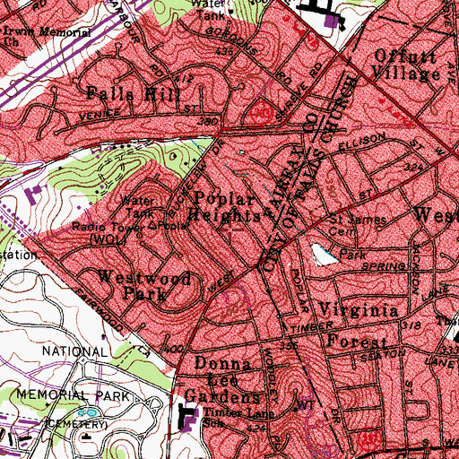 Topographic Map of Poplar Heights, VA