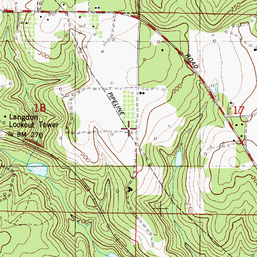 Topographic Map of Langdon (historical), AL