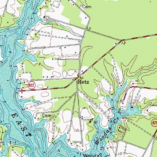 Topographic Map of Retz, VA