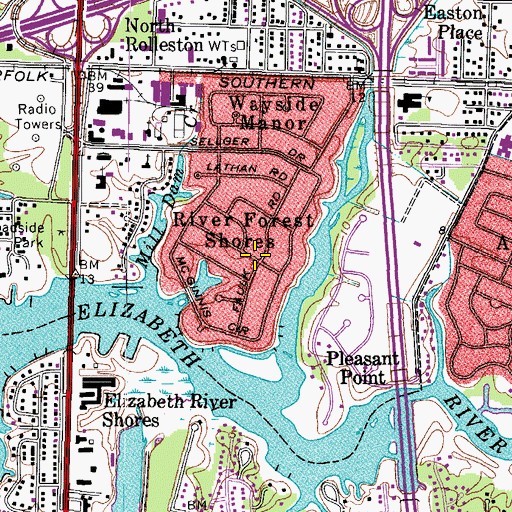 Topographic Map of River Forest Shores, VA