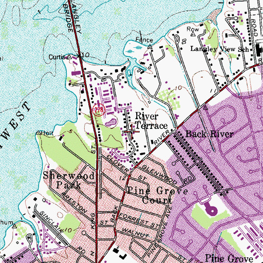 Topographic Map of River Terrace, VA