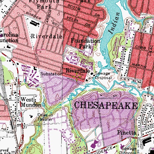 Topographic Map of Riverdale, VA