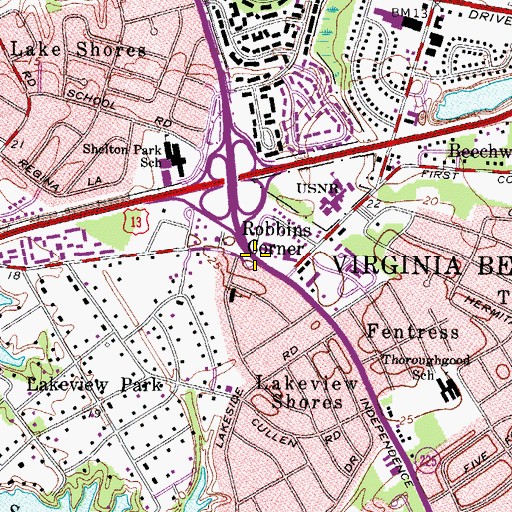 Topographic Map of Robbins Corner, VA