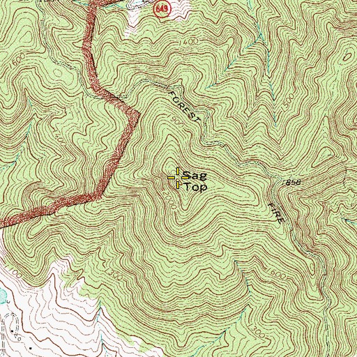 Topographic Map of Sag Top, VA