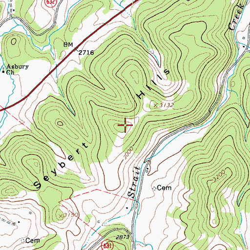 Topographic Map of Seybert Hills, VA