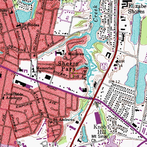 Topographic Map of Sherry Park, VA