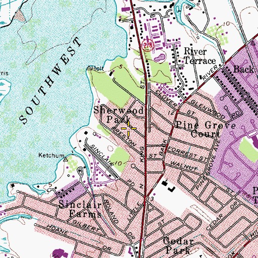 Topographic Map of Sherwood Park, VA
