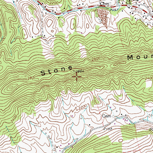 Topographic Map of Stone Mountain, VA