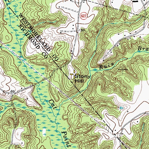 Topographic Map of Stony Hill, VA