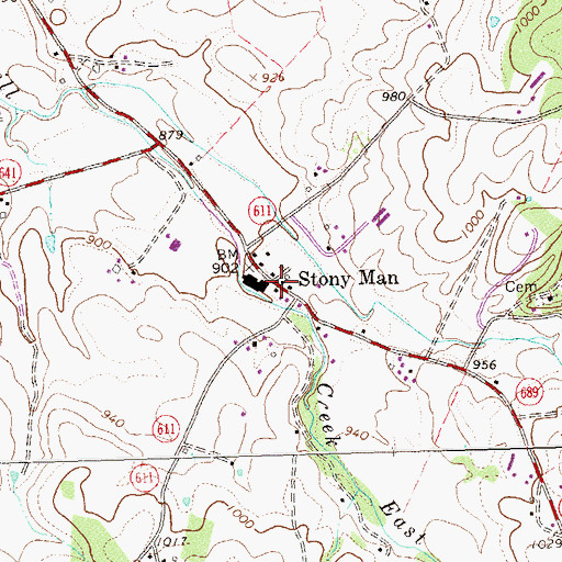 Topographic Map of Stony Man, VA