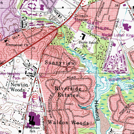 Topographic Map of Sunnyview, VA