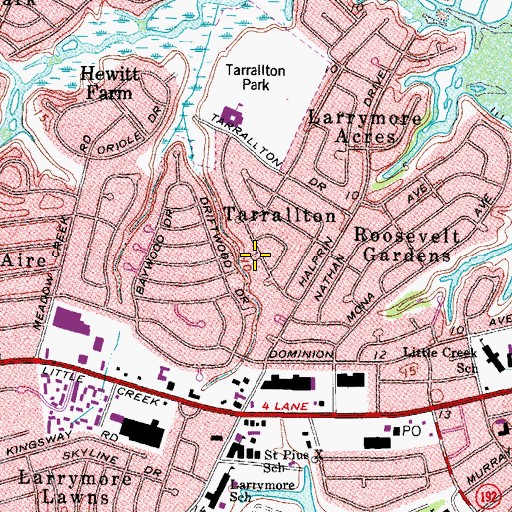 Topographic Map of Tarrallton, VA