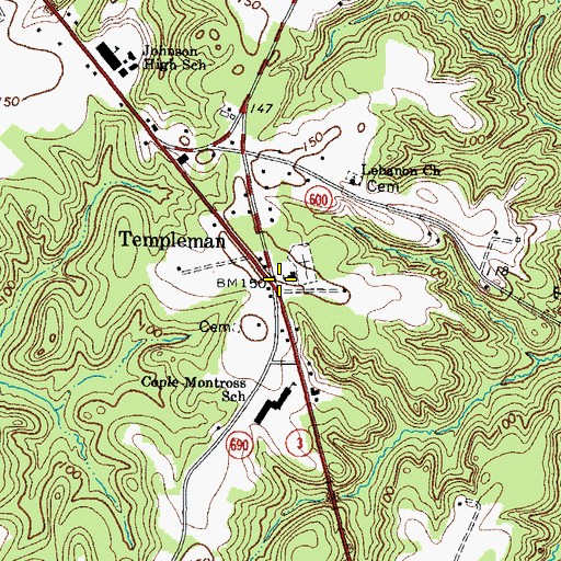 Topographic Map of Templeman, VA