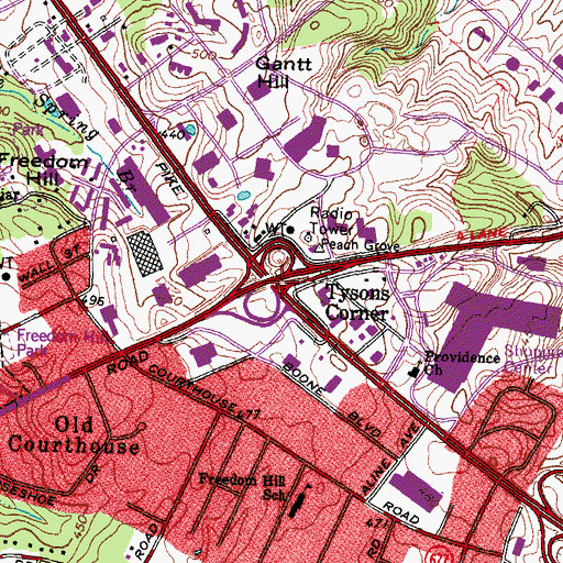 Topographic Map of Tysons, VA