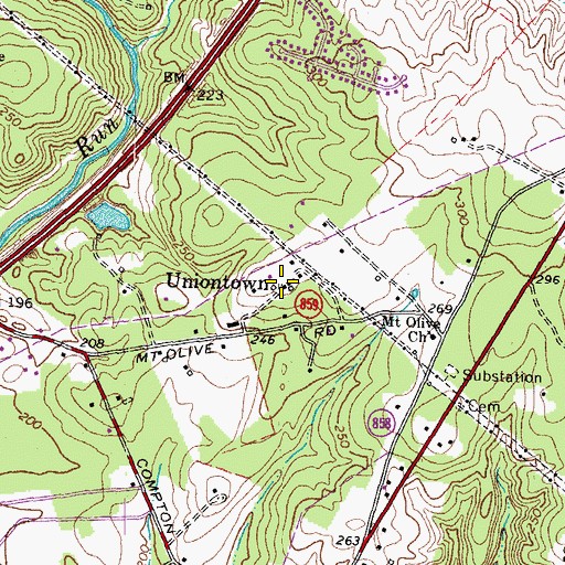 Topographic Map of Uniontown, VA