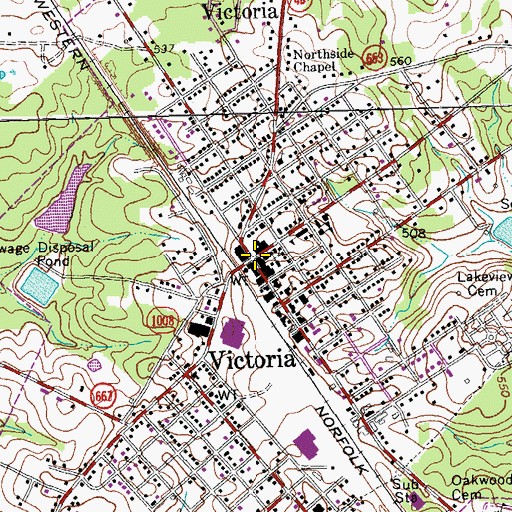 Topographic Map of Victoria, VA