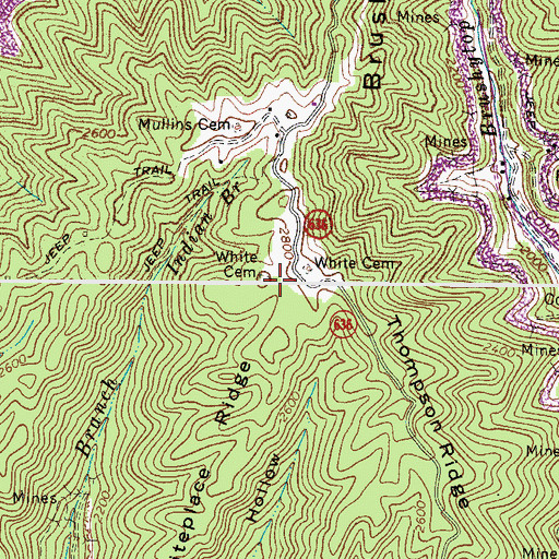 Topographic Map of White Cemetery, VA