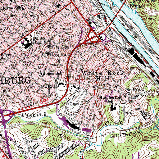 Topographic Map of White Rock Hill, VA