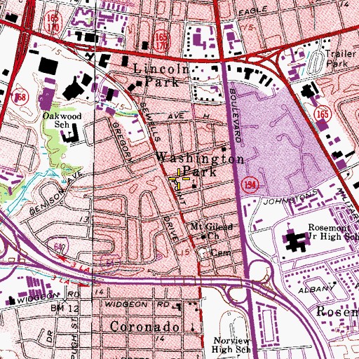 Topographic Map of Oakwood, VA
