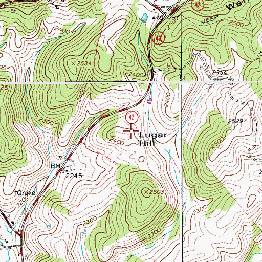 Topographic Map of Lugar Hill, VA